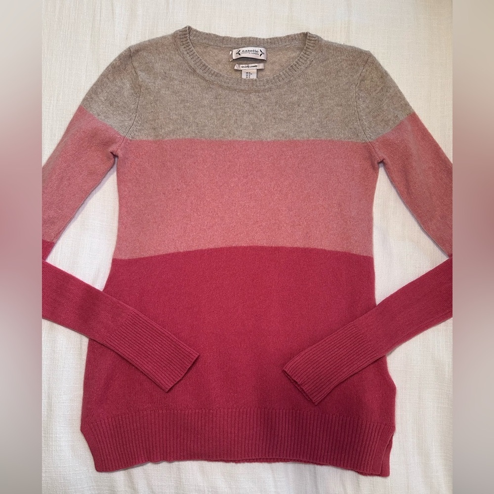 Nanette Lepore Cashmere Pink Stripe Sweater Size M